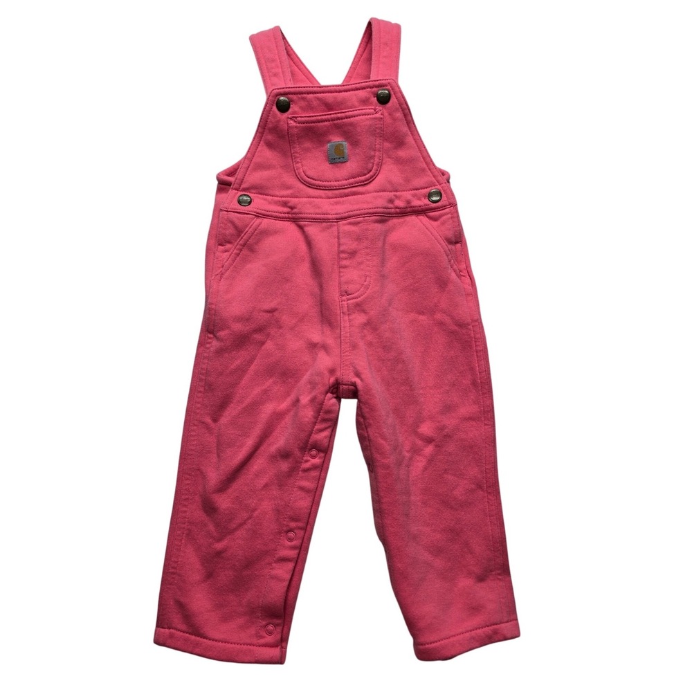 Carhartt Girls Fleece Overalls Pink Snap Leg Gorpcore Workwear ST9796-G 24M
